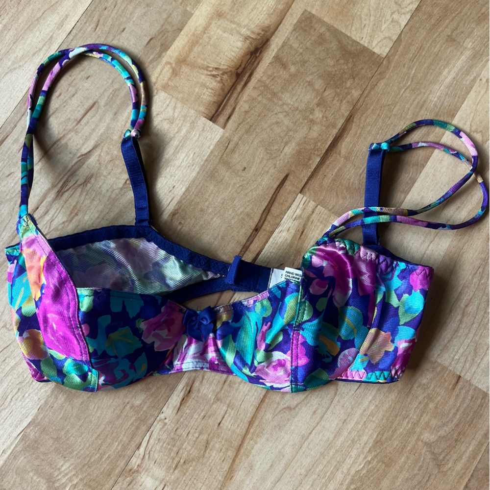 Vintage 80s Colorful Floral Bra by Shape-Mate - Picture 2 of 12